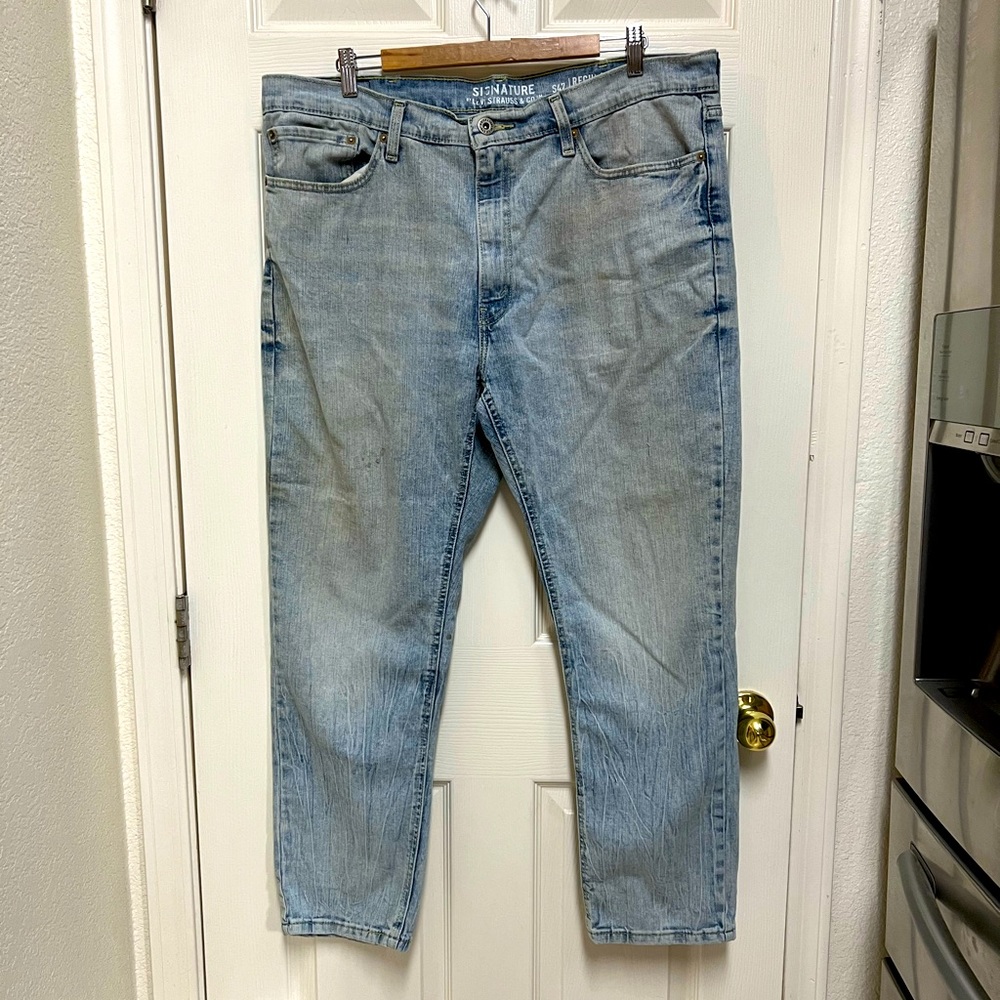 Levi’s Signature S47 Worn Stressed Stained Blue Jeans
